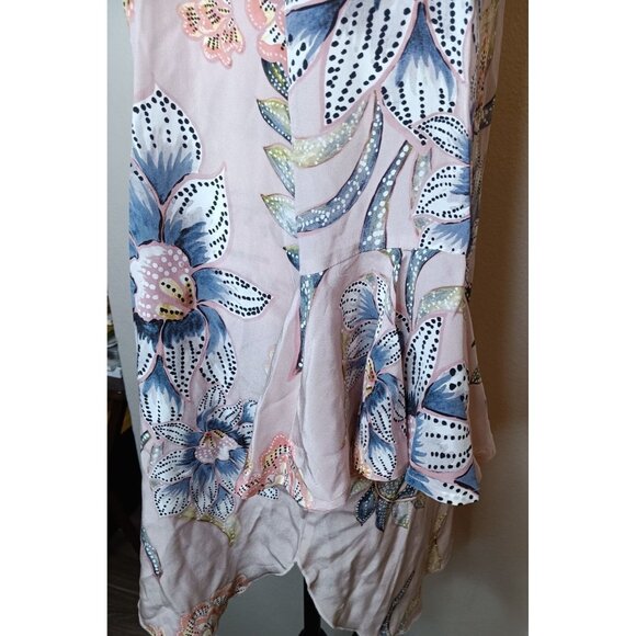 Stone Cold Fox Besos Short Robe, 100% Silk, Light Pink, Floral Medium/Large READ - Picture 4 of 8